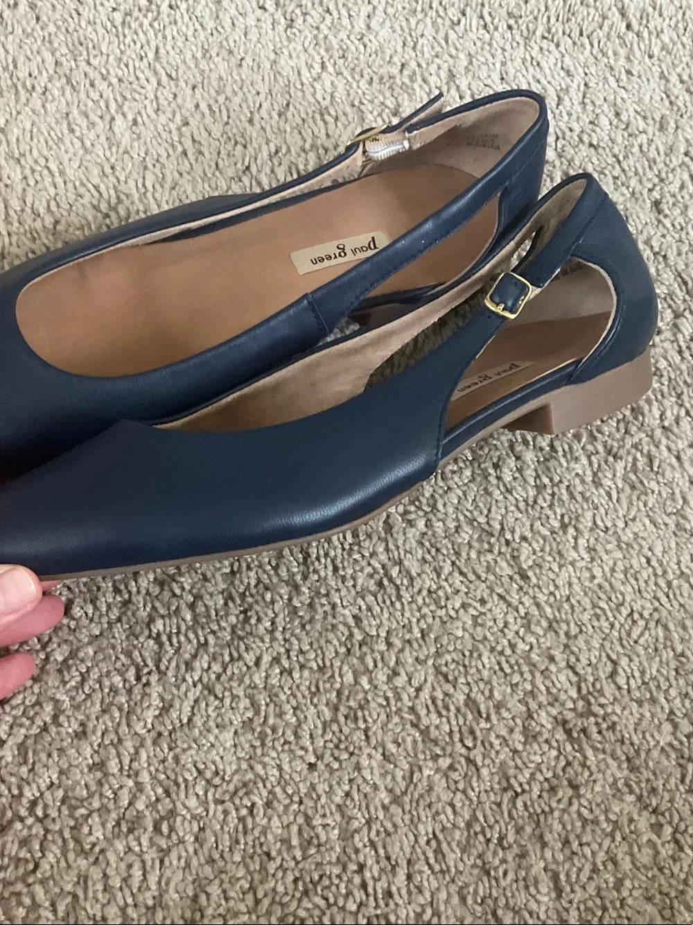 Paul Green Navy Pointed Slingback Flats